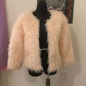 Pink fur coat